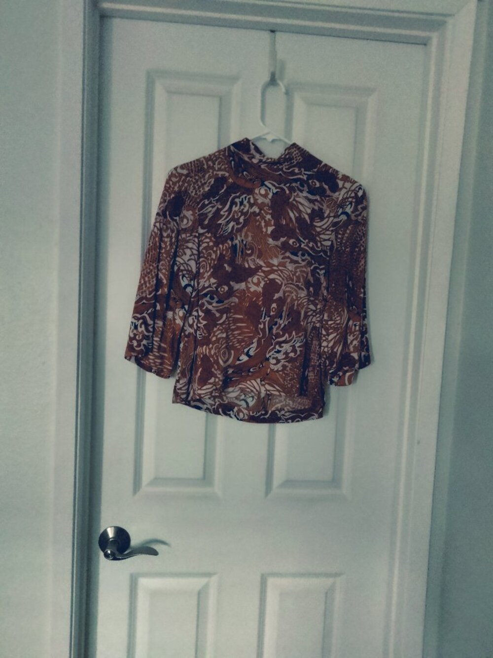 Blouse - 3/4 sleeve - black-gold-white - back 6" back zipper - Size 2 (S) - H&M